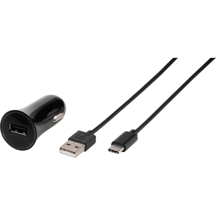 VIVANCO USB-C AUTOLADER, schwarz 62221 USB-C AUTOLADER + 1M USB-C KABEL
