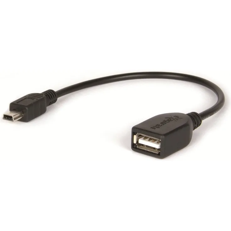 Hamlet 0.15m USB 2.0 - Mini-USB 2.0 A F-M Mini USB A USB A Schwarz - Kabelschnittstellen--Adapter (Mini USB A, USB A, Male Connector-Female Connector, 0,15 m, Schwarz)