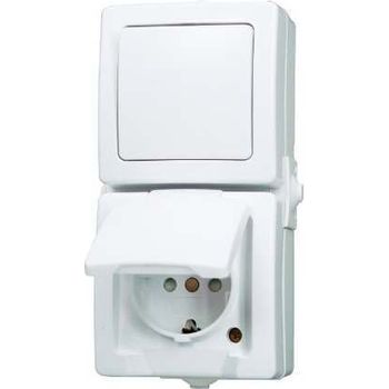 Kopp Nautic Steckdose & Schutter | IP44 Feuchtraum Kombination Grau