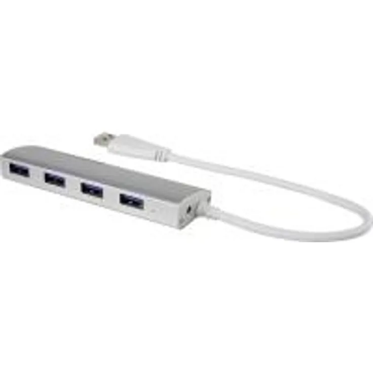 Renkforce 4 Port USB 3.0-Hub mit Aluminiumgehäuse Aluminium (1234385)