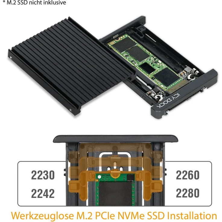 ICY DOCK EZConvert MB705M2P-B - M.2 NVMe SSD zu 2,5 Zoll NVMe U.2 SSD Konverter-Adapter – Bild 1