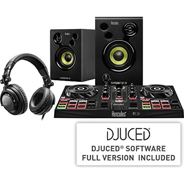 Hercules DJLearning Kit (2-Deck DJ Controller, 2.0 Lautsprecher, DJ-Kopfhörer)