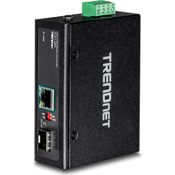 TRENDnet Hardened Industrial SFP to Gigabit UPoE Media Converter, IP30 Rated Housing, Includes DIN-Rail & Wall Mounts, Operating Temp. -40 to 75 °C (-40 to 167 °F), TI-UF11SFP