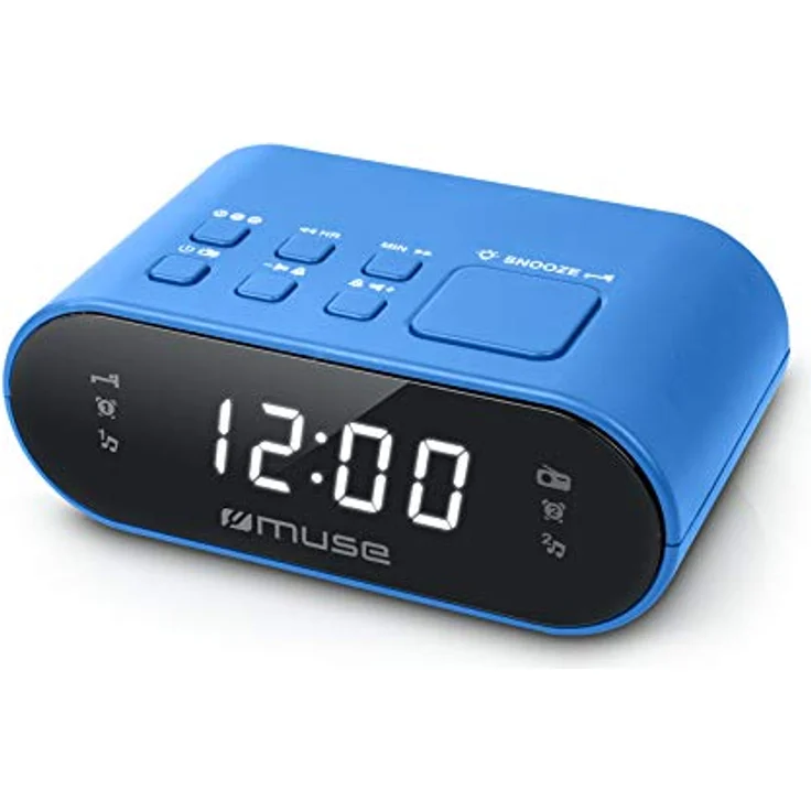 Muse M-10 BL Radiowecker mit LED-Display, zwei Weckzeiten, dimmbar, digitaler UKW-Tuner, 20 Senderspeicher, blau – Bild 1