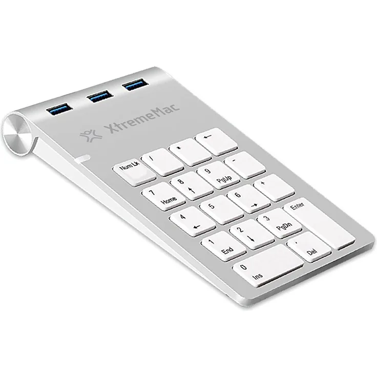 XtremeMac Ziffernblock Ultra Slim Numerische Tastatur Keypad Numpad über Kabel zu verbinden (3x USB A 3.0)