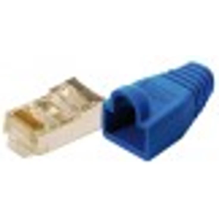 LogiLink MP0014 100 Stück RJ45 Modularstecker CAT5e mit Knickschutzhülle blau