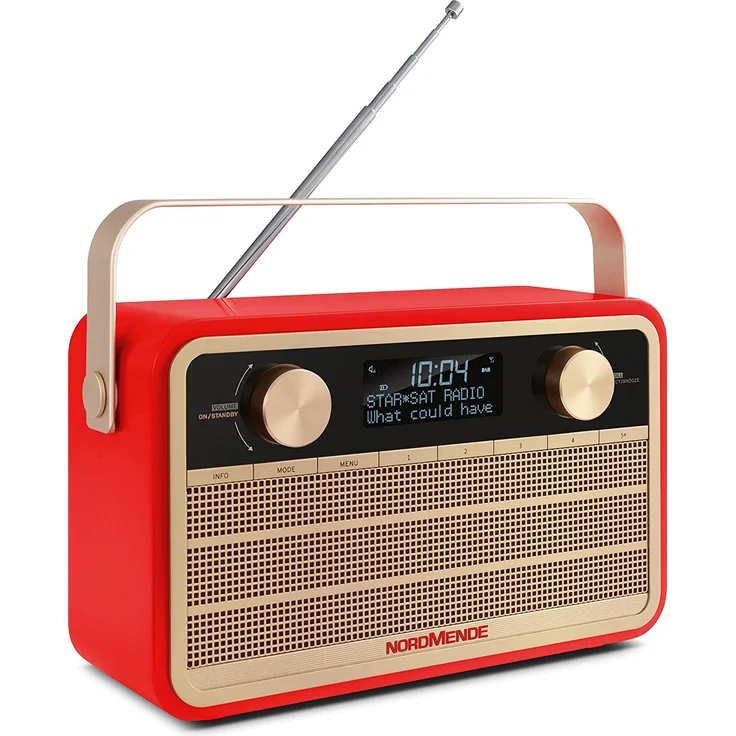 Nordmende Transita 120 Retro Tragbares Radio, LCD-Display, rot – Bild 7
