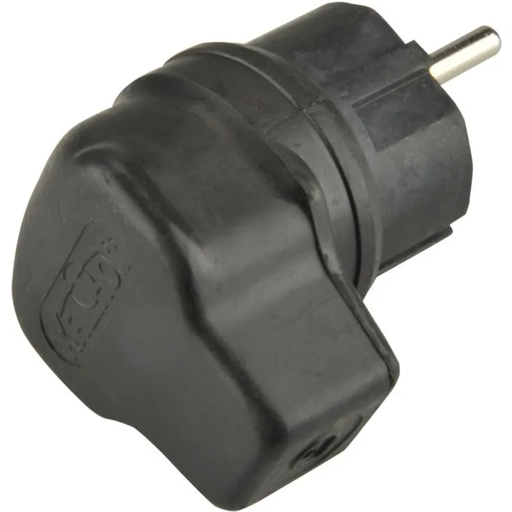 UNITEC 40502L Schuko-Stecker, Vollgummi, gewinkelt, schwarz