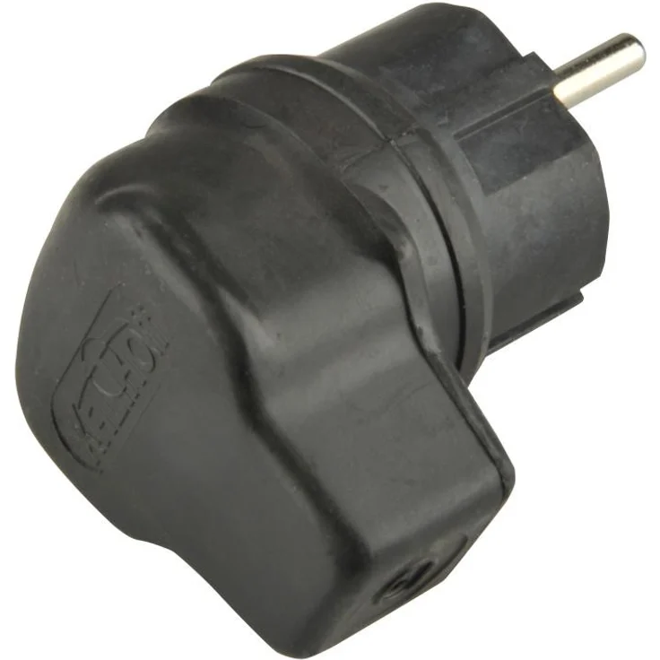 UNITEC 40502L Schuko-Stecker, Vollgummi, gewinkelt, schwarz