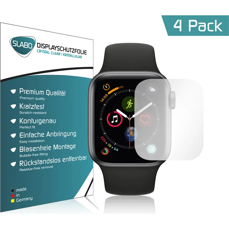4x Slabo Displayschutzfolie für Apple Watch Series 4 (40mm) KLAR ''Crystal Clear'' Displayfolie Schutzfolie Folie