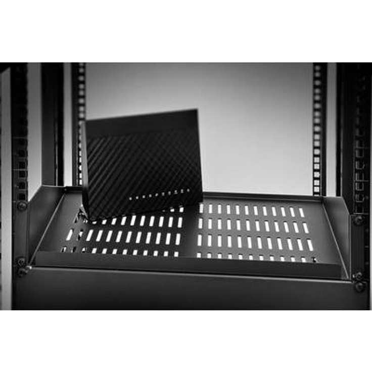 Renkforce RF-3432144 48,30cm (19) Netzwerkschrank-Geräteboden 2 HE Geeignet für Schranktiefe: ab 400 mm Schwarz (RF-3432144)