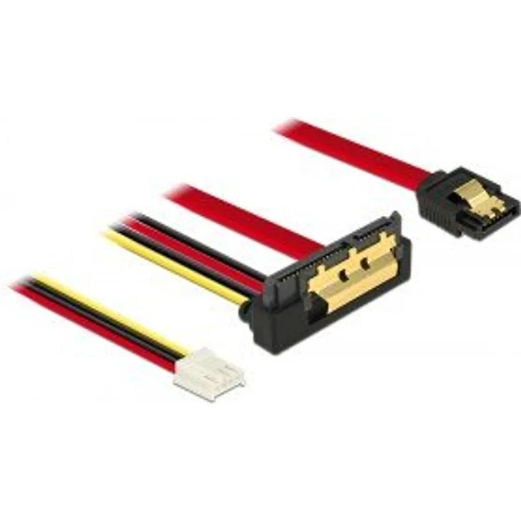 DeLOCK - SATA-Kabel - Serial ATA 150/300/600 - 4-Pin-Mini-Stromversorgungsstecker, SATA (R) gerade bis SATA Combo (R) nach unten gewinkelt - 30 cm (85235)