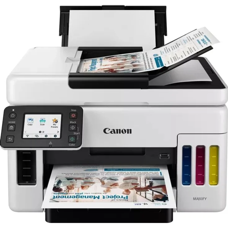 Canon MAXIFY GX6050 (3-in-1) Multifunktionsdrucker - (Tintenstrahl) Farbe, Druckgeschwindigkeit: 24 s/w, 15,5 Farbe, Auflösung: 1200 x 600, WLAN, AirPrint, Mobile Print, Cloud Print (4470C006) – Bild 2