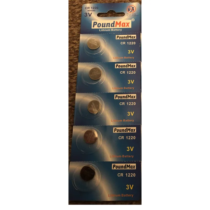 PoundMax 1220 CR1220 Lithium-Batterien, 3 V, 5 Stück