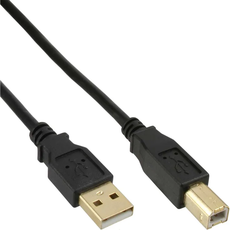 InLine 34550S USB 2.0 Kabel, A an B, schwarz, Kontakte gold, 10m