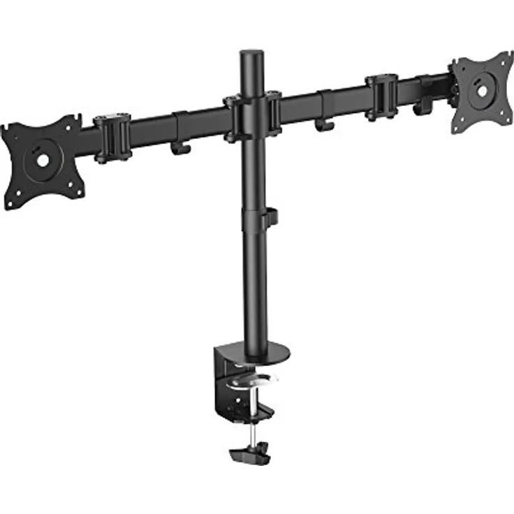 DIGITUS Monitor-Halterung - Tischklemme - 2 Monitore - Bis 27 Zoll - Bis 2x 8 kg - VESA 75x75, 100x100 - Schwarz