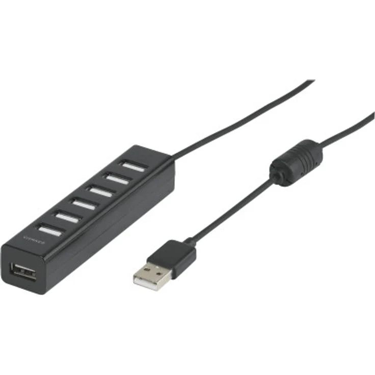 Vivanco USB 2.0 (7-port aktiv, inkl. Netzteil) schwarz – Bild 1