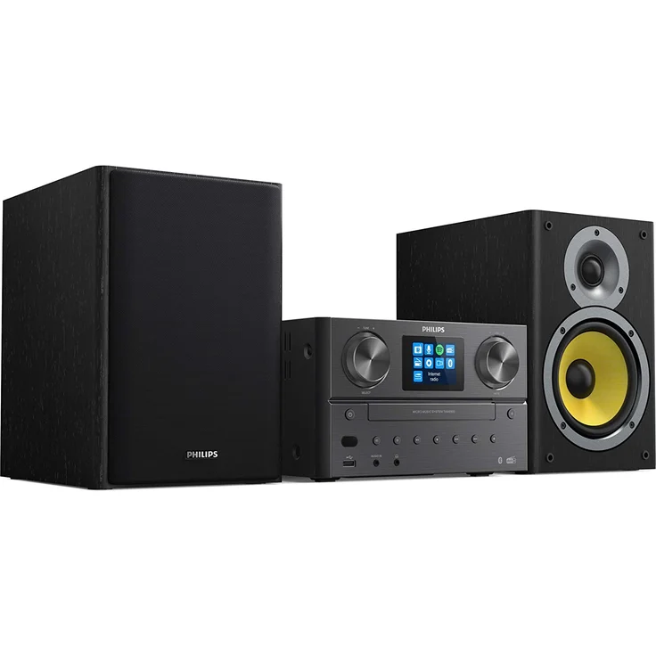 Philips TAM8905/10 Mini Stereoanlage mit Bluetooth und Internet Radio DAB+/UKW (USB, Spotify Connect, CD, MP3-CD, 100 W, Bassreflex-Lautsprechersystem, Digitale Sound Kontrolle) - 2020/2021 Modell – Bild 2