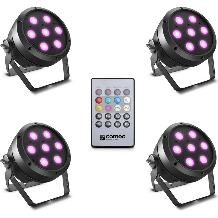 Cameo ROOT PAR 4 SET 1 - Set bestehend aus 4 x CLROOTPAR4 inkl. IR-Fernbedienung (CLPFLAT1REMOTE)