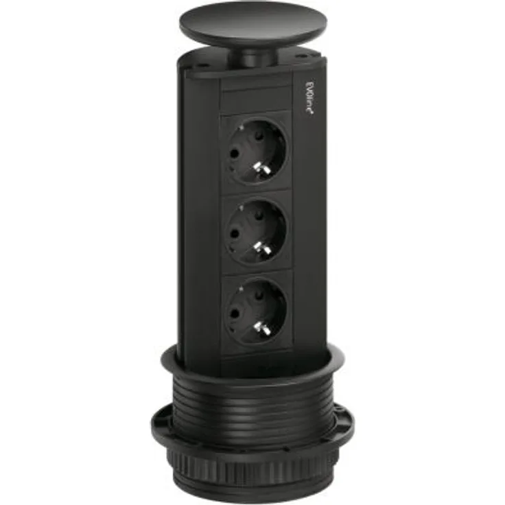 Evoline Port 1, Versenkbares Steckdosenelement, mit Schukosteckdose, Deckel und Profil