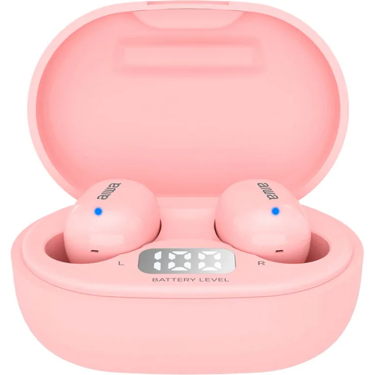 Aiwa EBTW-150BK True Wireless In-Ear-Kopfhörer mit Mikrofon, Bluetooth 5.0, Voice Assistant, pink