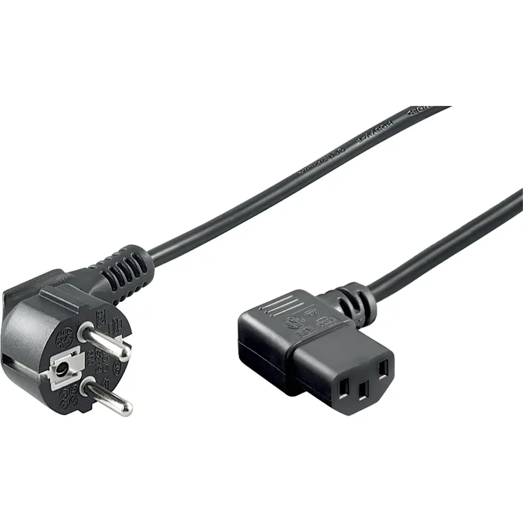 Wentronic Netzkabel Abgewinkelt Schutzkontaktstecker Auf Abgewinkelt IEC 320 C13 5m Schwarz
