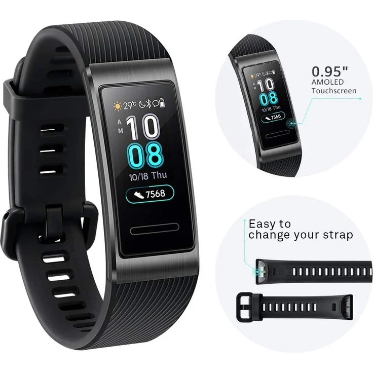 Huawei Band 3 Pro Fitness-Tracker Unisex, Einheitsgröße, Metallgehäuse, Schwarz – Bild 4