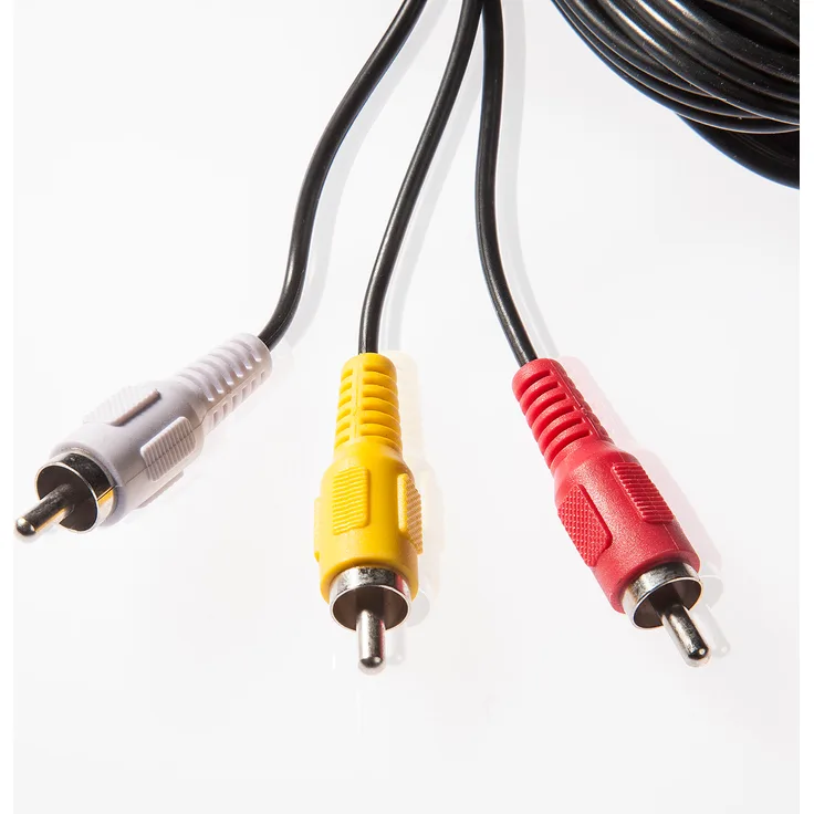 Poppstar 1,5m Audio Video Kabel, 3,5 mm Klinke Stecker auf 3x Cinch AV TV (4-polig), für Camcorder, Digitalkamera, VHS Rekorder und mehr, schwarz