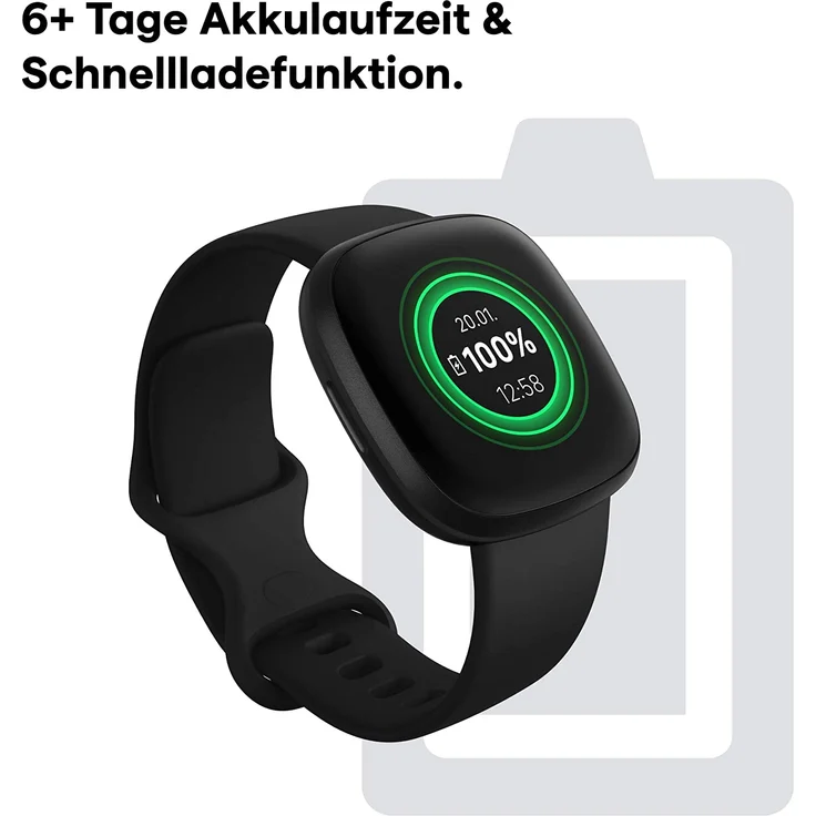 Fitbit Versa 3 Smartwatch GPS, Unisex, S/L, Aluminiumgehäuse, Schwarz/Schwarz – Bild 13