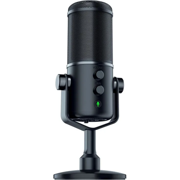 Razer Seiren Elite USB Kondensator-Mikrofon (für Streaming, Kompaktes Streamer Mikrofon mit integriertem Schockdämpfer und Superniere Aufnahmemuster) Schwarz