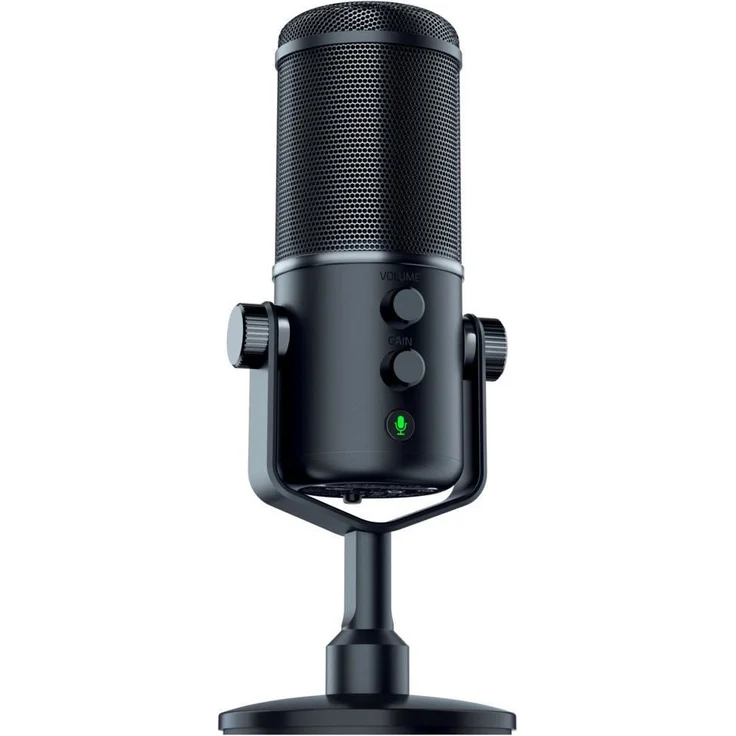 Razer Seiren Elite USB Kondensator-Mikrofon (für Streaming, Kompaktes Streamer Mikrofon mit integriertem Schockdämpfer und Superniere Aufnahmemuster) Schwarz – Bild 1