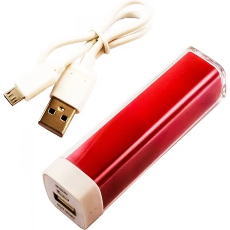 Powerbank Li-Ion Akku mit 2200mAh mit dem rotem Gehäuse