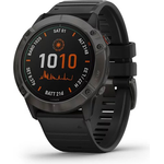 Garmin fēnix 6X Pro Solar Titanium Smartwatch GPS, 51mm, Silikonarmband, Schiefergrau/Schwarz