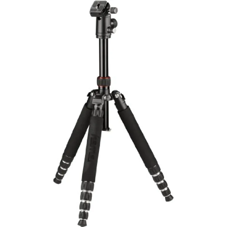 Hama Leichtes Reise-Dreibeinstativ mit 3D-Kugelkopf und Einbeinstativ-Funktion, Traveller Premium Duo 150 Ball, schwarz