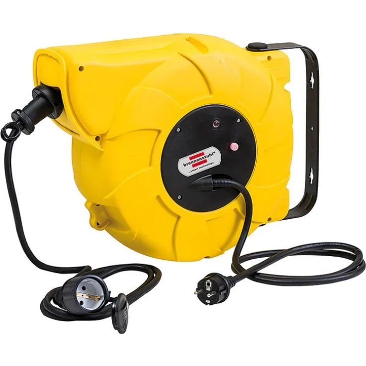 Brennenstuhl Kabeltrommel Automatik IP44 - Automatischer Kabelaufroller für aussen (16+2m Kabel, für Wand- und Deckenmontage, IP44) gelb – Bild 1