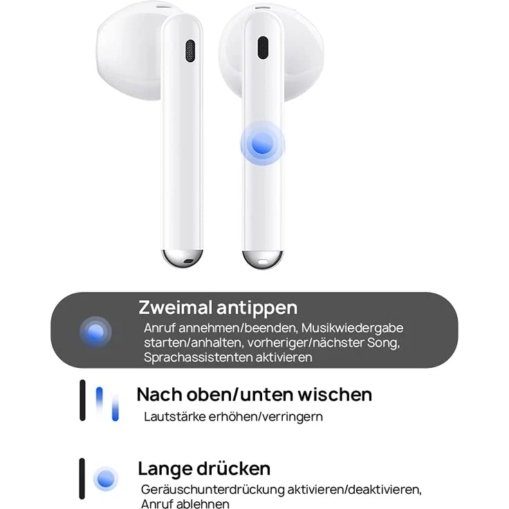 Huawei FreeBuds 4 Ceramic White In-Ear-Kopfhörer mit Bluetooth, Noise Cancelling, Mikrofon, geeignet für Sport, spritzwassergeschützt, weiß – Bild 2