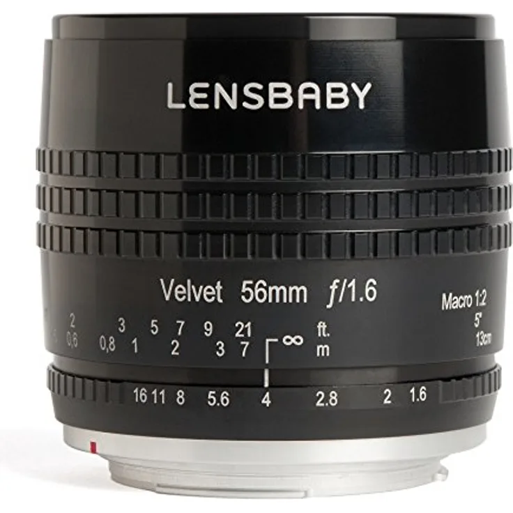 Lensbaby Velvet 56 Sony E - Porträt und Makro Objektiv - ideal für samtige Bokeh-Effekte und kreative Unschärfe - Brennweite 56 mm, Blende f-1,6 - 1:2 Makro Vergrößerung mit 13 cm Naheinstellgrenze - passend für Sony Systemkameras - schwarz