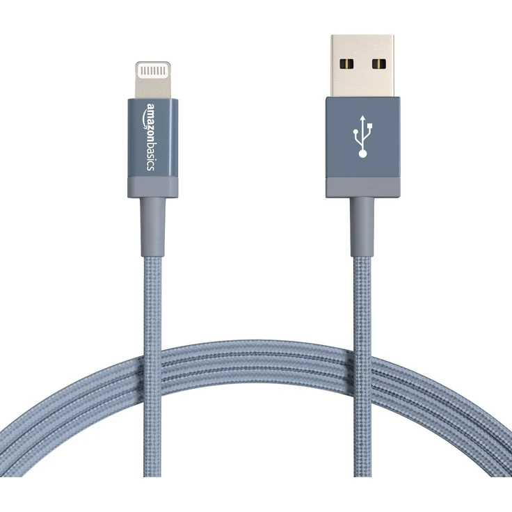 AmazonBasics – Verbindungskabel Lightning auf USB-A, Nylon-umflochten, MFi-zertifiziertes Ladekabel für iPhone, dunkelgrau, 1,82 m – Bild 1