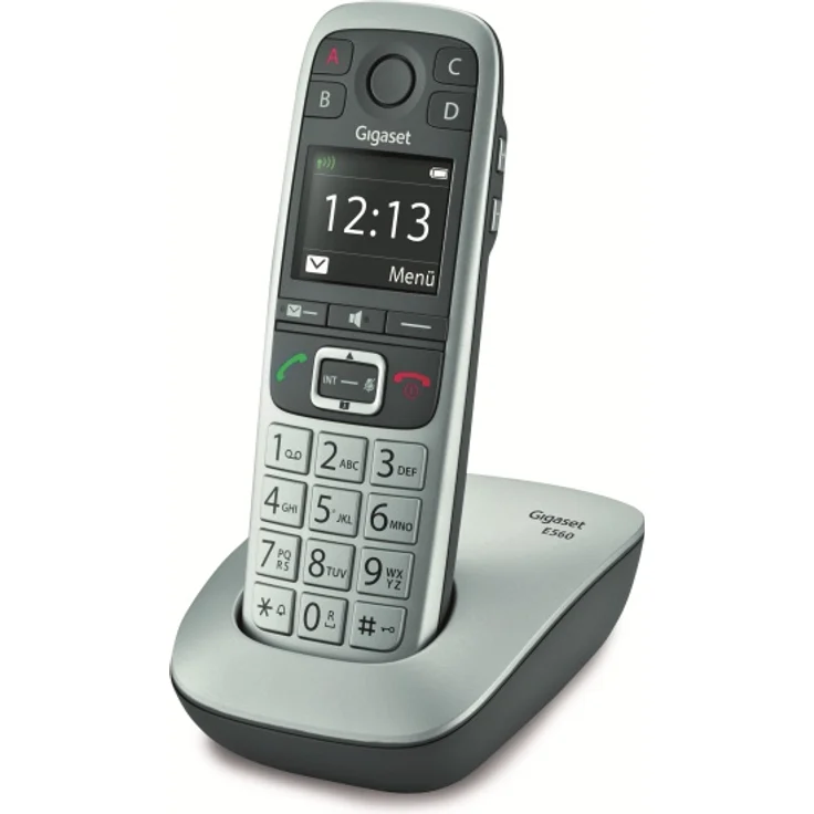 Gigaset E560 Schnurloses DECT-Telefon (ein Universal-Mobilteil mit Farbdisplay, extra großen Tasten und 4 SOS-Tasten) platin – Bild 2