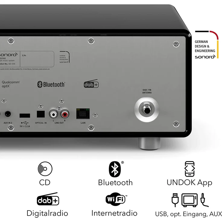sonoro Prestige CD-Radio mit Bluetooth, WLAN, Wecker, LCD-Display, schwarz – Bild 3