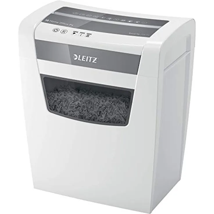 Leitz 80090000 IQ Home Office Aktenvernichter (Partikelschnitt, Sicherheitsstufe P4, 10 Blatt Kapazität, 23L Abfallbehälter, Schredder) weiß