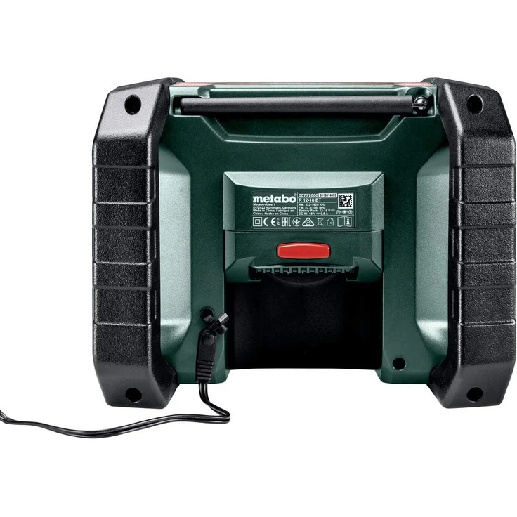 Metabo R12-18 BT - ohne Akku, ohne Ladegerät Baustellenradio mit Bluetooth, LCD-Display, geeignet für Outdoor, spritzwassergeschützt, grün, schwarz – Bild 2