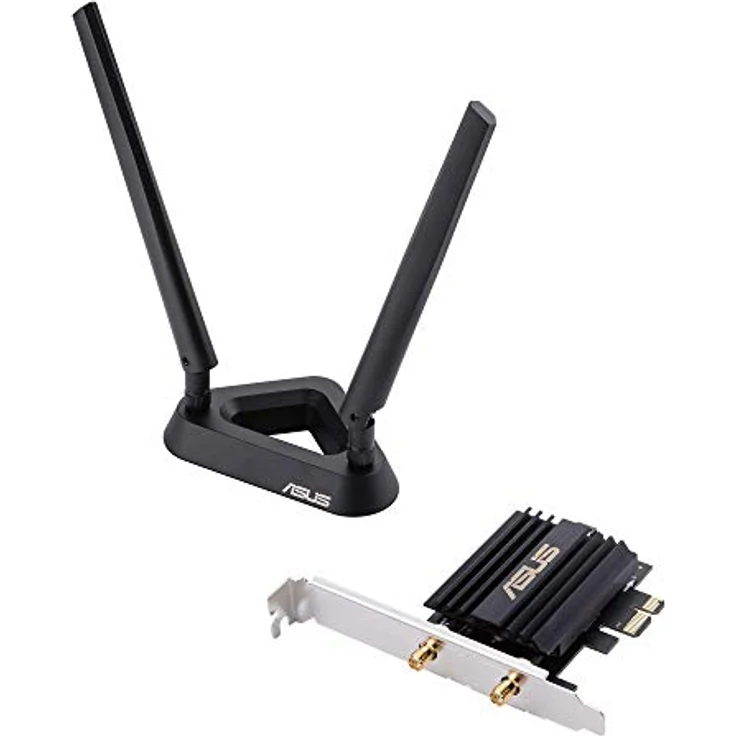 Asus P-AX58BT PCIe-Karte (Bluetooth 5.0 + Wi-Fi 6 AX3000 Dual-Band, 2x externe Antennen mit Standfuß, DFS) – Bild 1