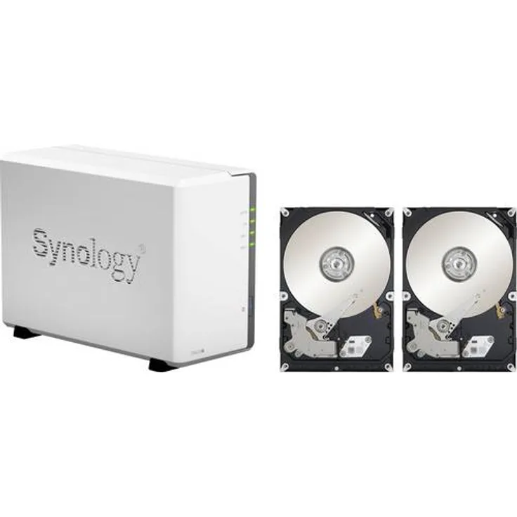Synology DS220j DiskStation NAS-Server 2-Bay Desktop Server Bundle, Kapazität:12.000GB (12TB), HDD Typ:WD Red