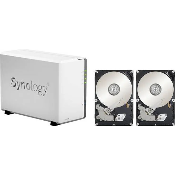 Synology DS220j DiskStation NAS-Server 2-Bay Desktop Server Bundle, Kapazität:12.000GB (12TB), HDD Typ:WD Red