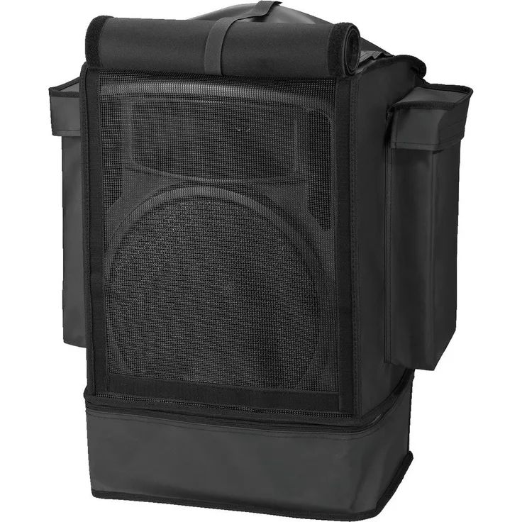 MONACOR TXA-1000WPB Schutzhülle, Frontseite aus schalldurchlässigem Gittergewebe und mit zusätzlicher Wasserschutzabdeckung schwarz