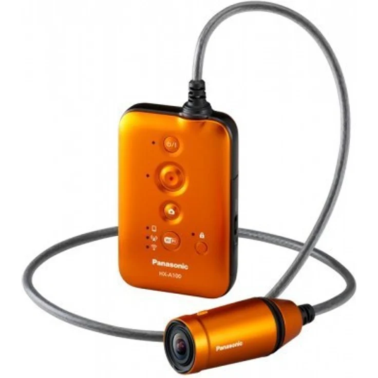 Panasonic HX-A100E-D tragbare Mini-Kamera für Sport (5,3 Megapixel BSI-Sensor, WiFi, USB 2.0, bis 1,5 m wasserdicht) orange – Bild 1