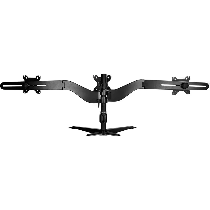 SilverStone SST-ARM31BS - Triple-LCD-/LED Monitorständer für 3 Monitore mit max. 24'', Montage der Monitore vertikal, Monitore 360° drehbar sowie ±15° schwenk- und kippbar, Maximale Montagelochabstände VESA MIS-D 75x75-100x100, schwarz – Bild 4