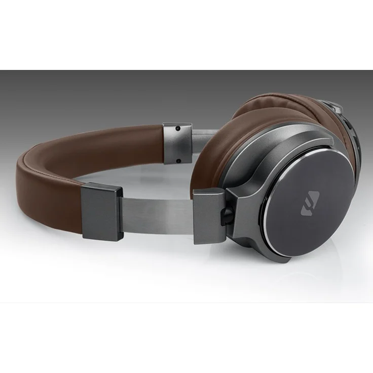 Muse M-278 BT Bluetooth Kopfhörer Over Ear, kabellose Wiedergabe bis zu 12 Stunden, faltbar, integriertes Headset, grau-braun – Bild 2