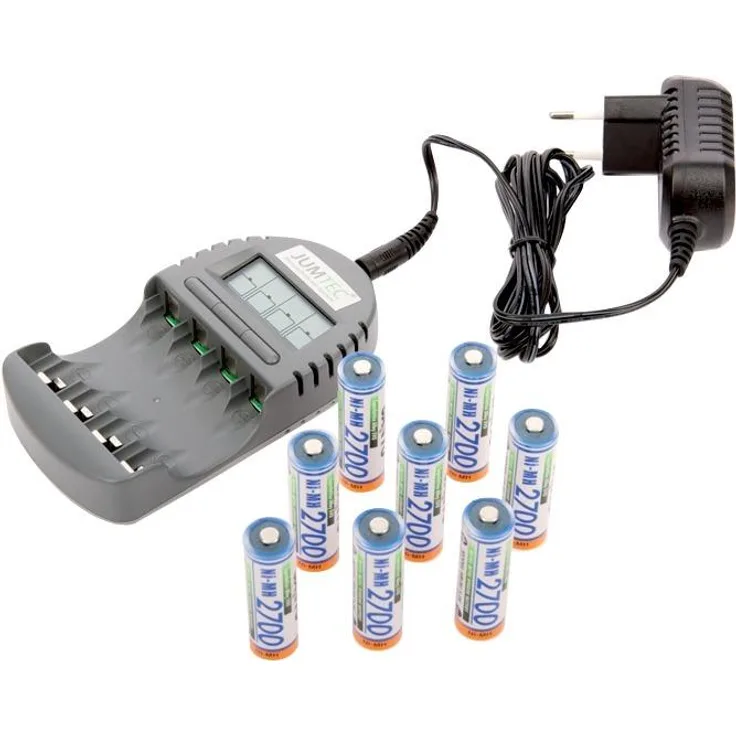 Jumtec Ladegerät Set 3 mit 8 Mignon NimH-Akkus (Lieferumfang: 1 Stück)